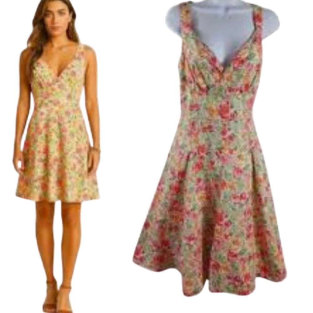 Talbots Sleeveless Dress Vintage Fit and Flare Lined Zipper Floral Retro, sz 6P
